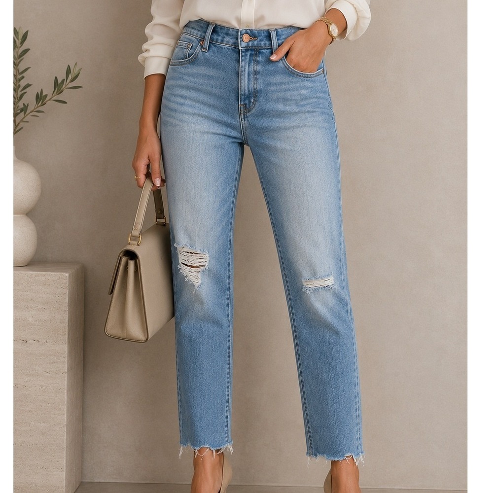 Madewell 9 Mid Rise Skinny Jeans Light Wash Distressed Raw Hem Size 25 Cropped